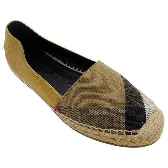 Burberry Hodgeson Check Canvas Espadrille Flats - Picture 1 of 6